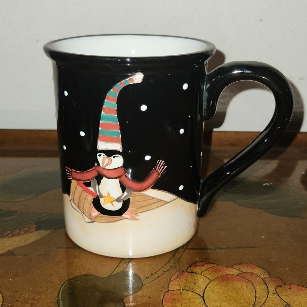 Certified International Penguin Sleding Becca Barton Mug Large 26oz.